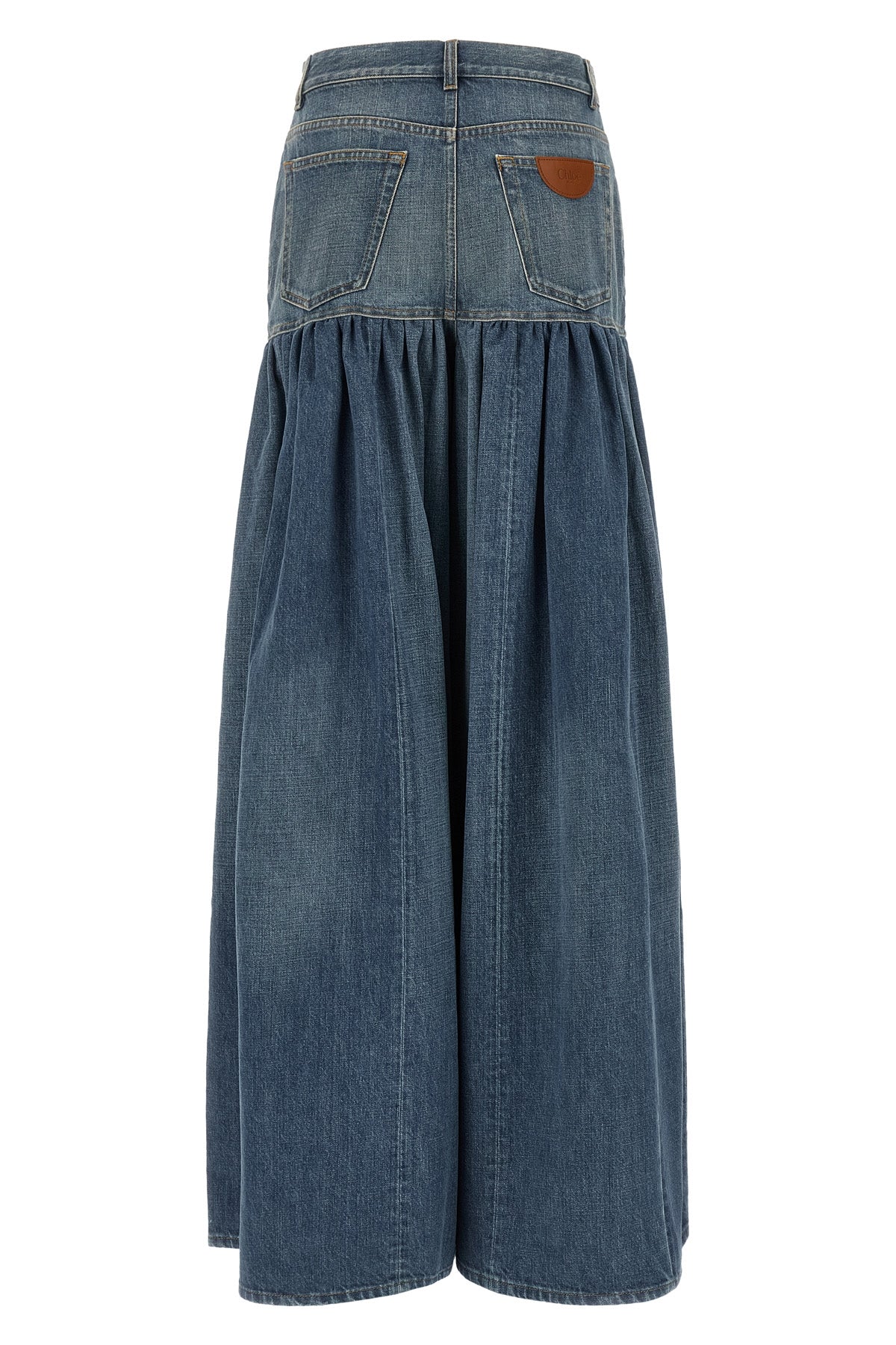 CHLOÉ 24 the chloé pure cotton denim trouser skirt redefines wardrobe volumes through a h