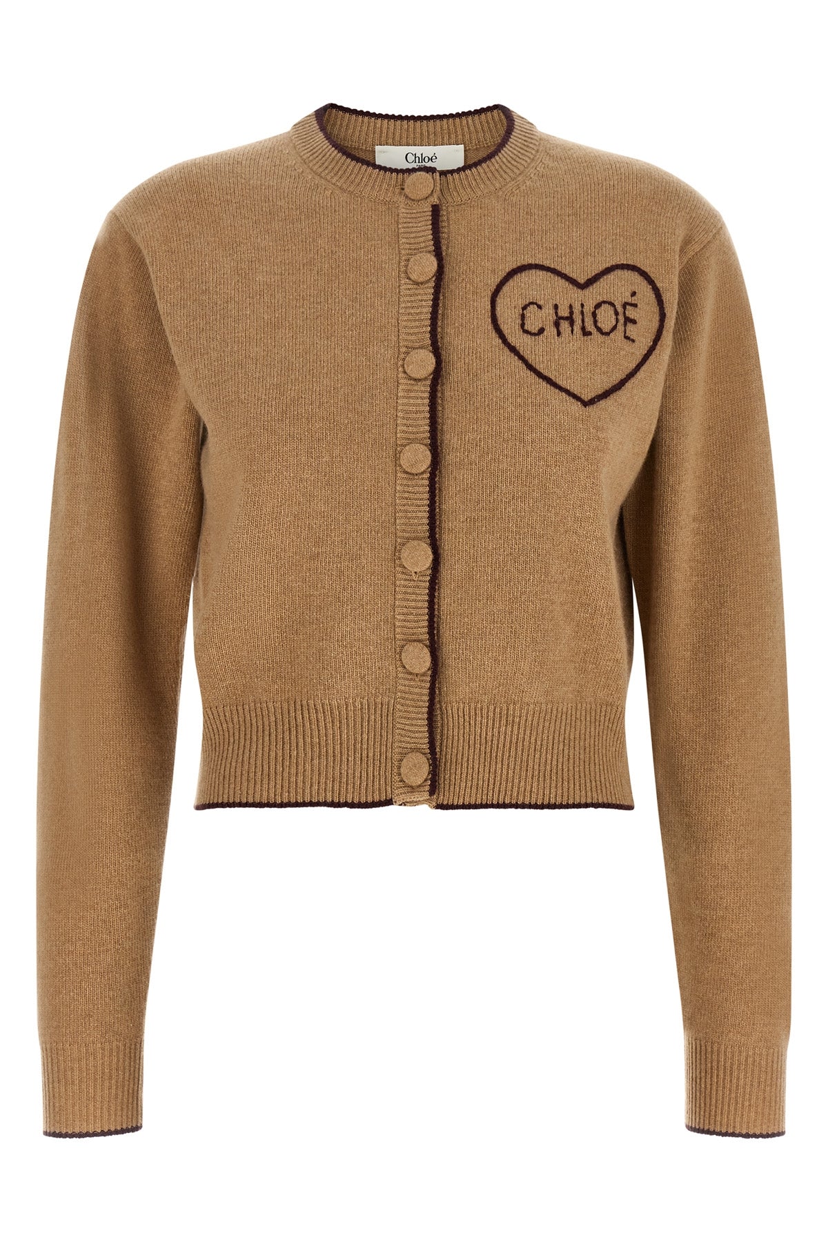 the chloé cardigan defines a tight and shortened silhouette through a fine proce