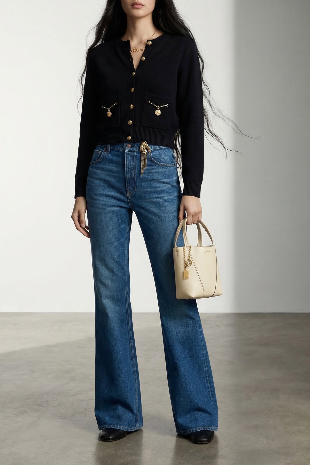 CHLOÉ L merino wool and cashmere knit cardigan