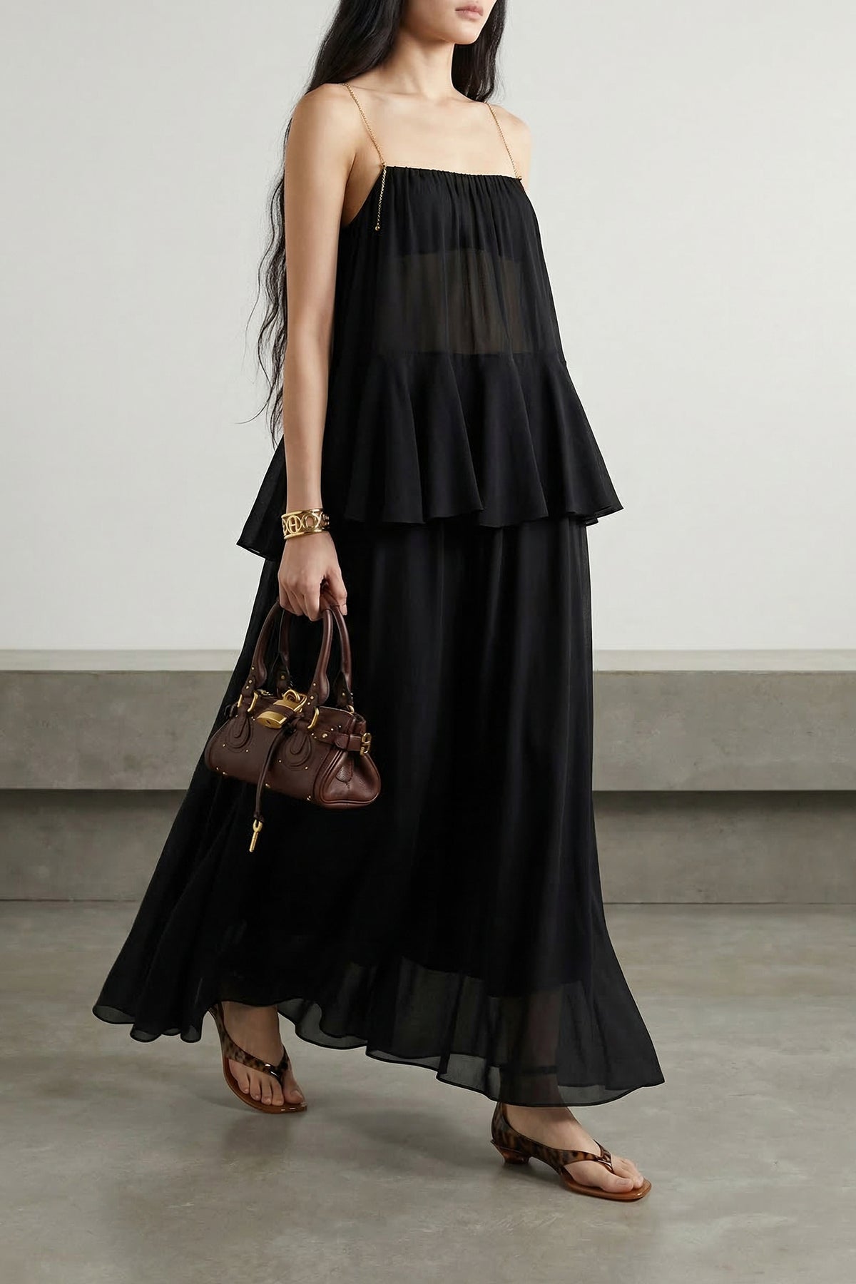 CHLOÉ 36 maxi dress in silk chiffon