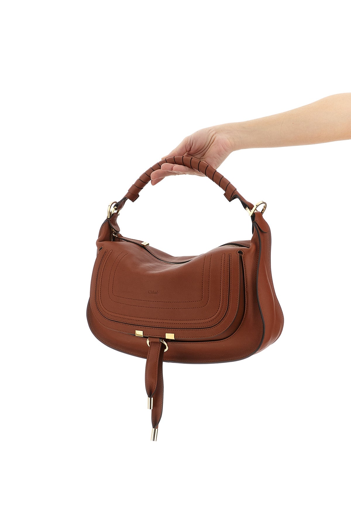 CHLOÉ OS small marcie shoulder bag in smooth calf leather
