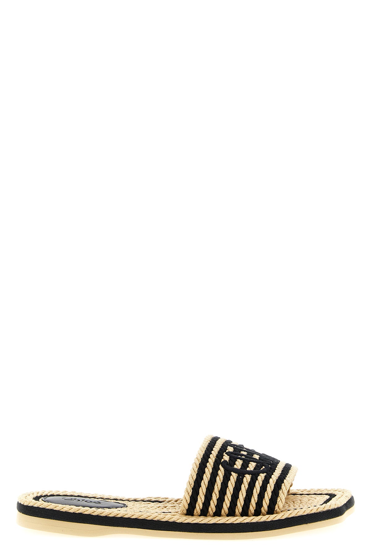 CHLOÉ 37 chloé sand hand-woven two-tone rope sabots