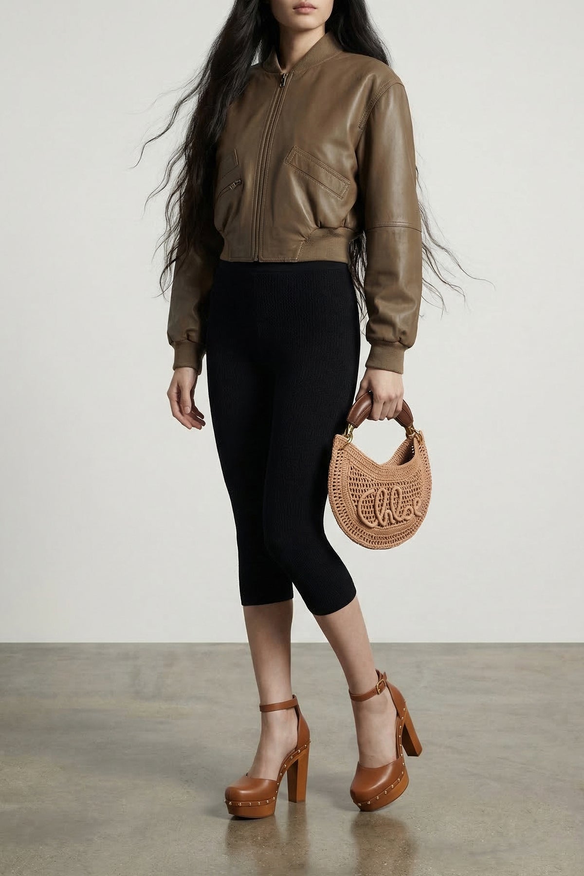 CHLOÉ OS summer banana mini handbag handmade in crocheted raffia