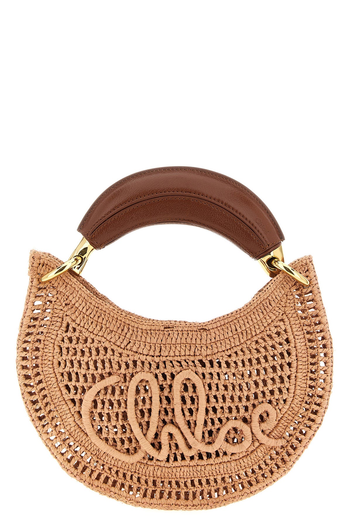 CHLOÉ OS summer banana mini handbag handmade in crocheted raffia
