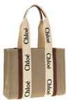 medium woody shopping bag in linen canvas