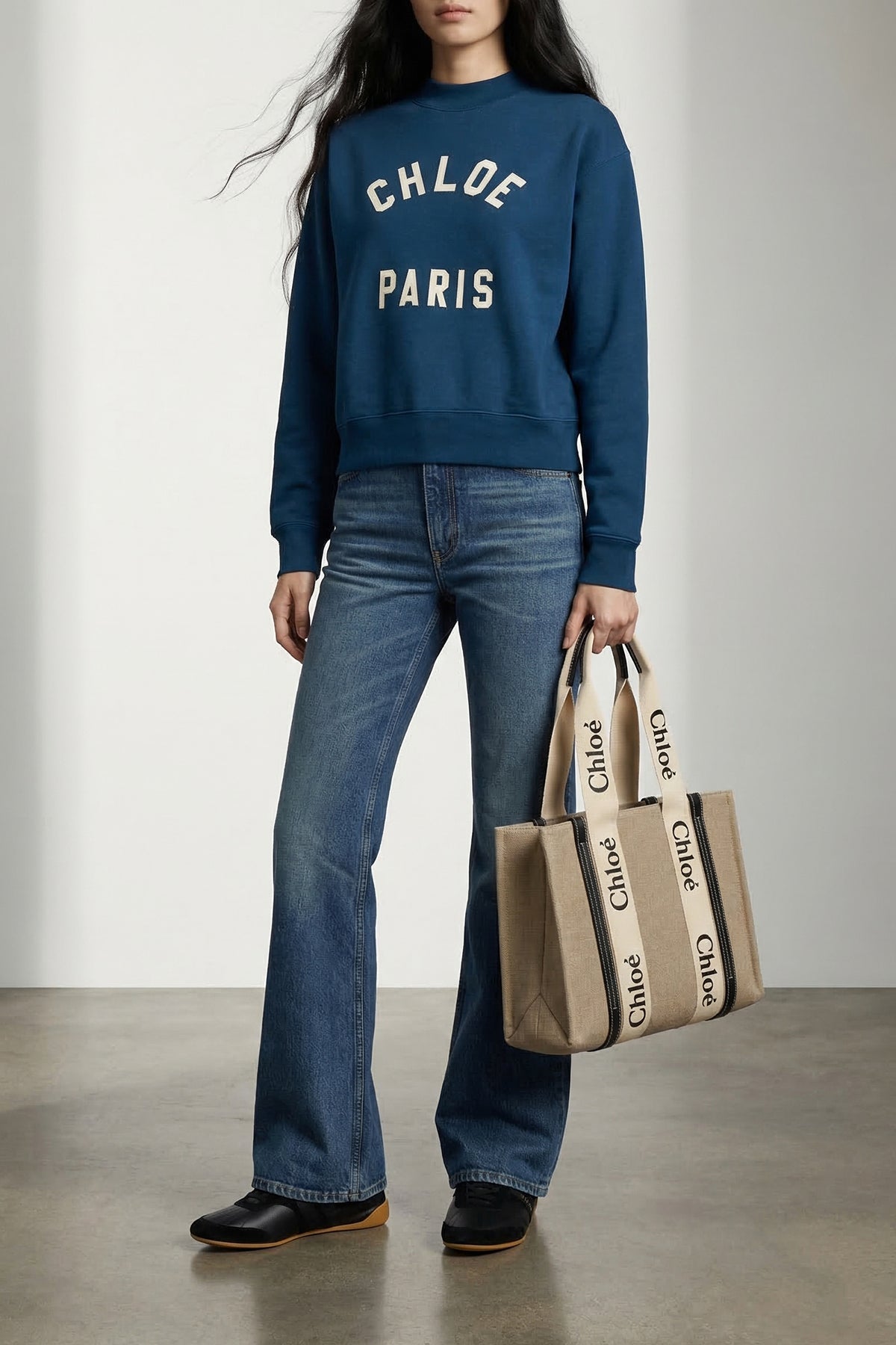 CHLOÉ OS woody medium shopping bag in canvas