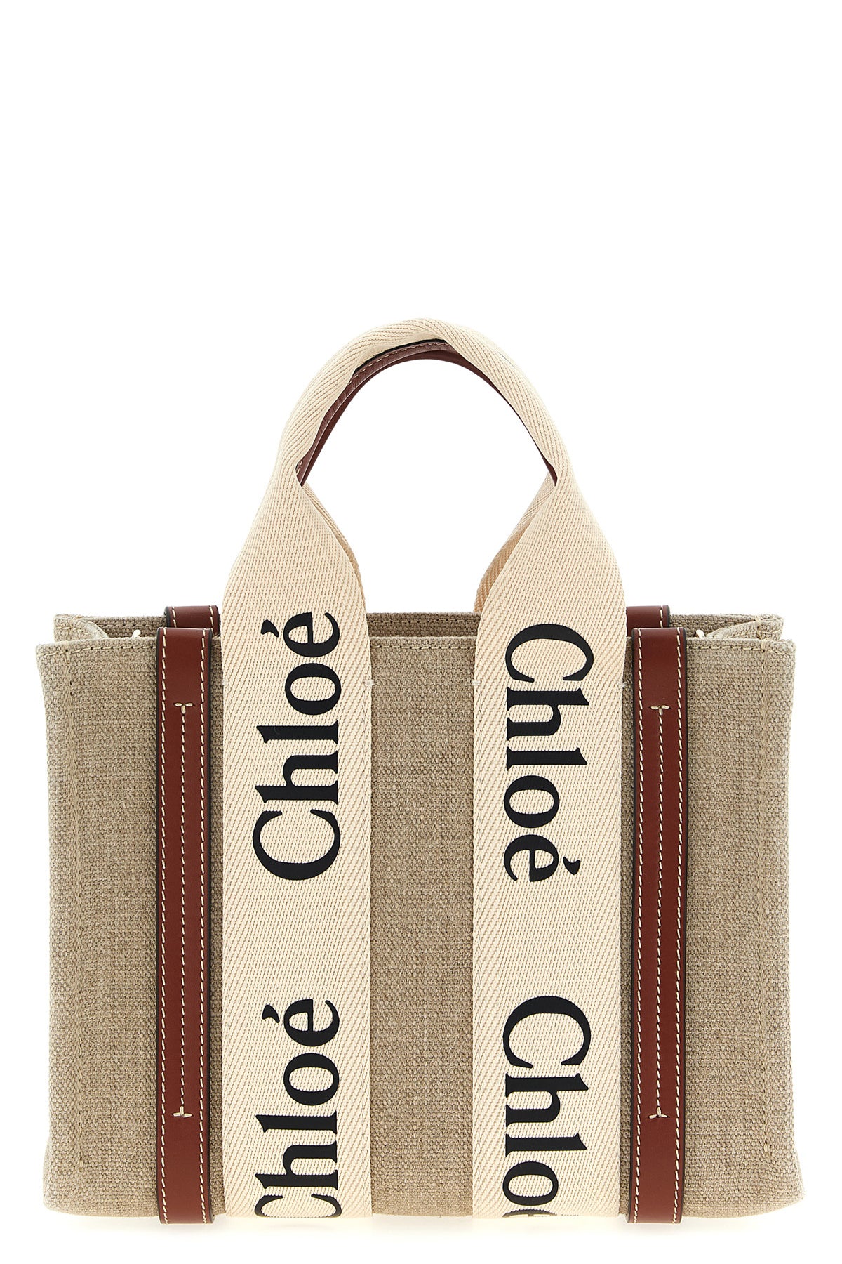 CHLOÉ OS woody small canvas shopping bag
