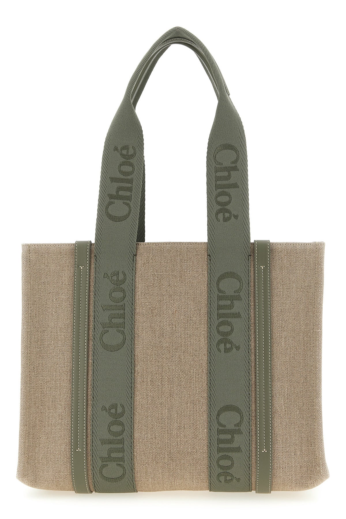 medium woody shopping bag in linen canvas