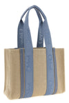 medium woody shopping bag in linen canvas