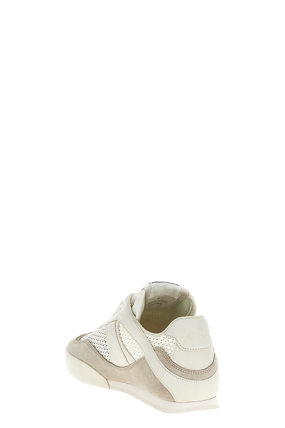 chloé kick sneakers in recycled mesh and suede