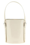 ergonomic bucket bag in smooth abrasive finish leather