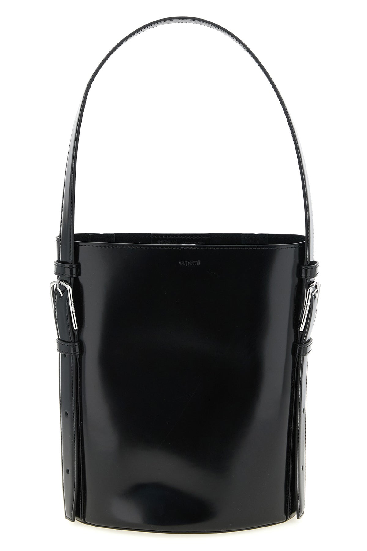 COPERNI OS ergonomic bucket bag in smooth abrasive finish leather