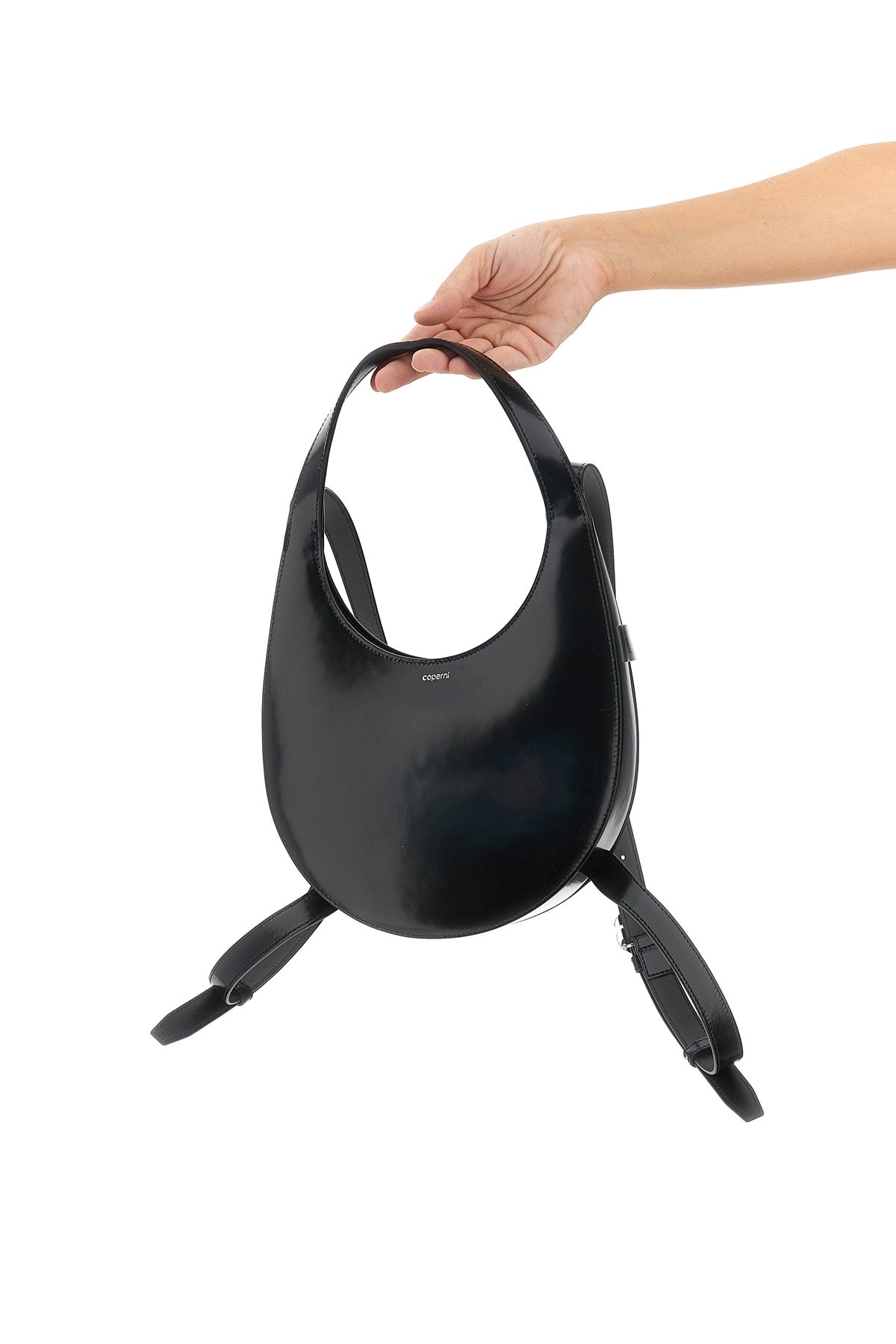 swipe shiny smooth leather backpack