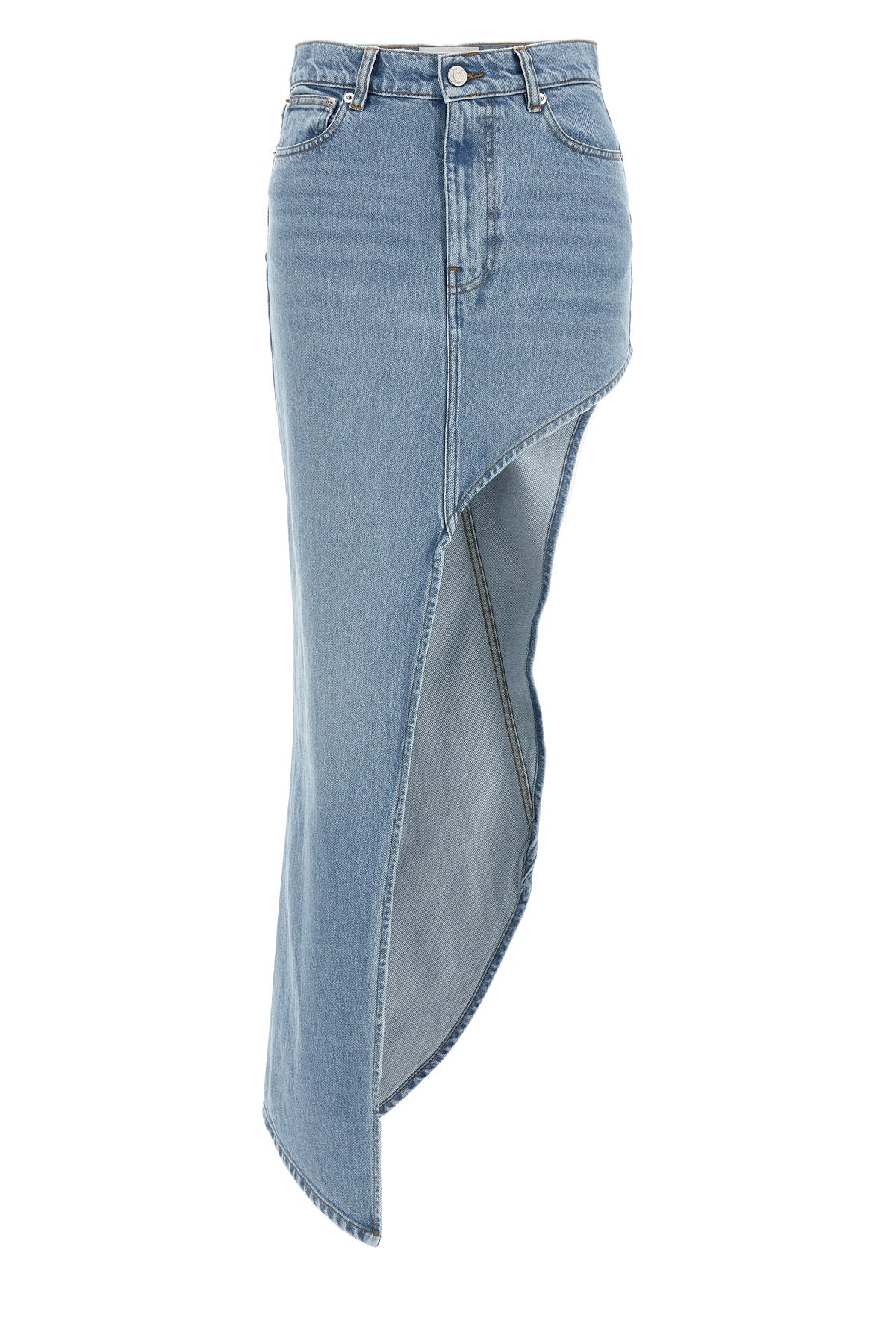 COPERNI 34 mini one-leg denim skirt in cotton denim