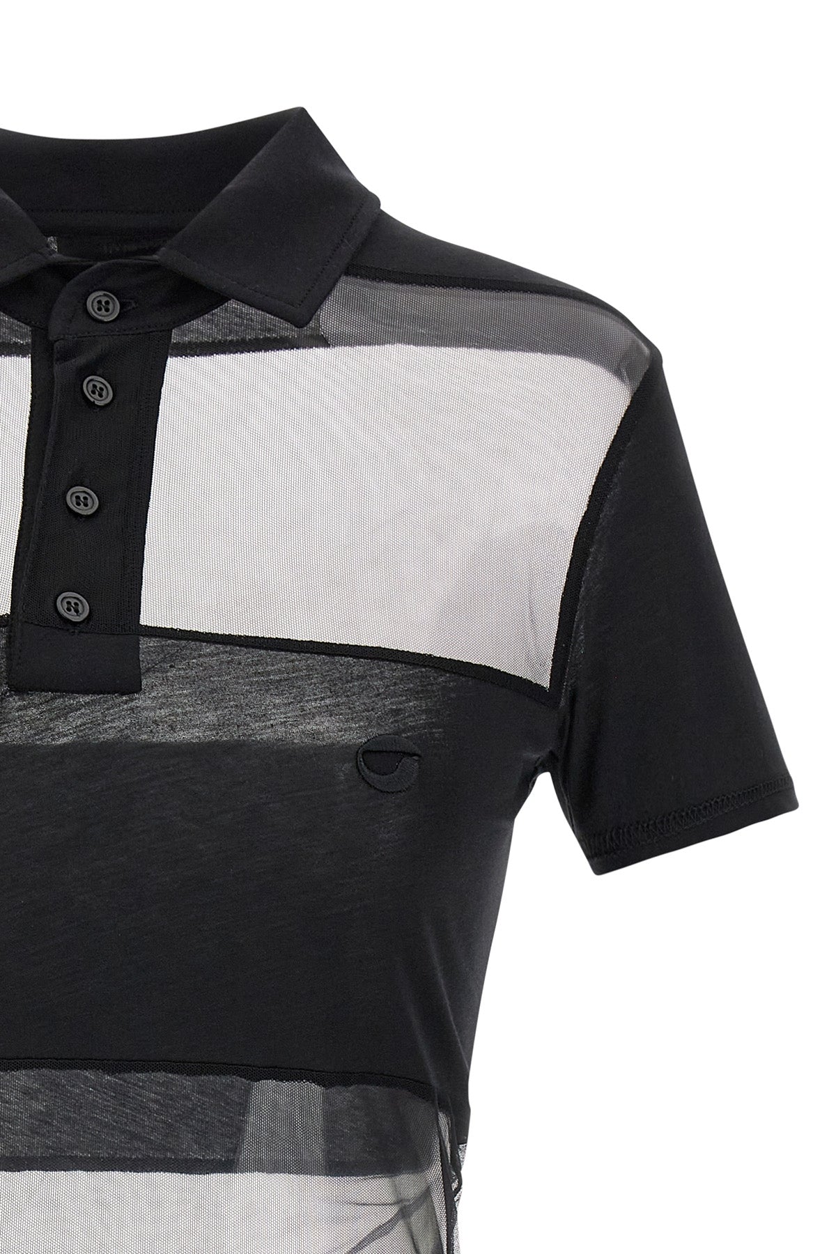 sheer striped polo shirt in stretch technical fabric