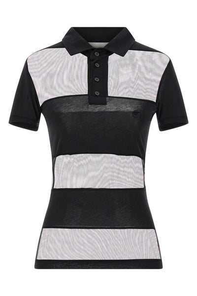 sheer striped polo shirt in stretch technical fabric