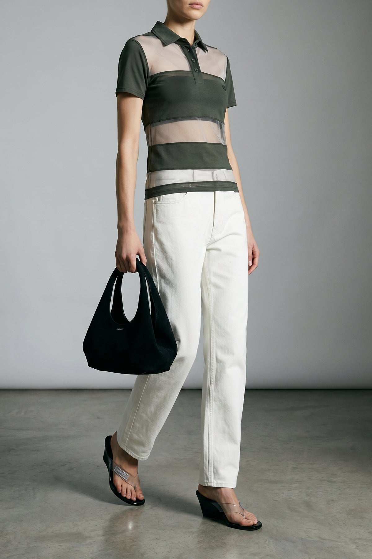 COPERNI M sheer striped polo shirt in stretch technical fabric