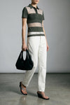 sheer striped polo shirt in stretch technical fabric