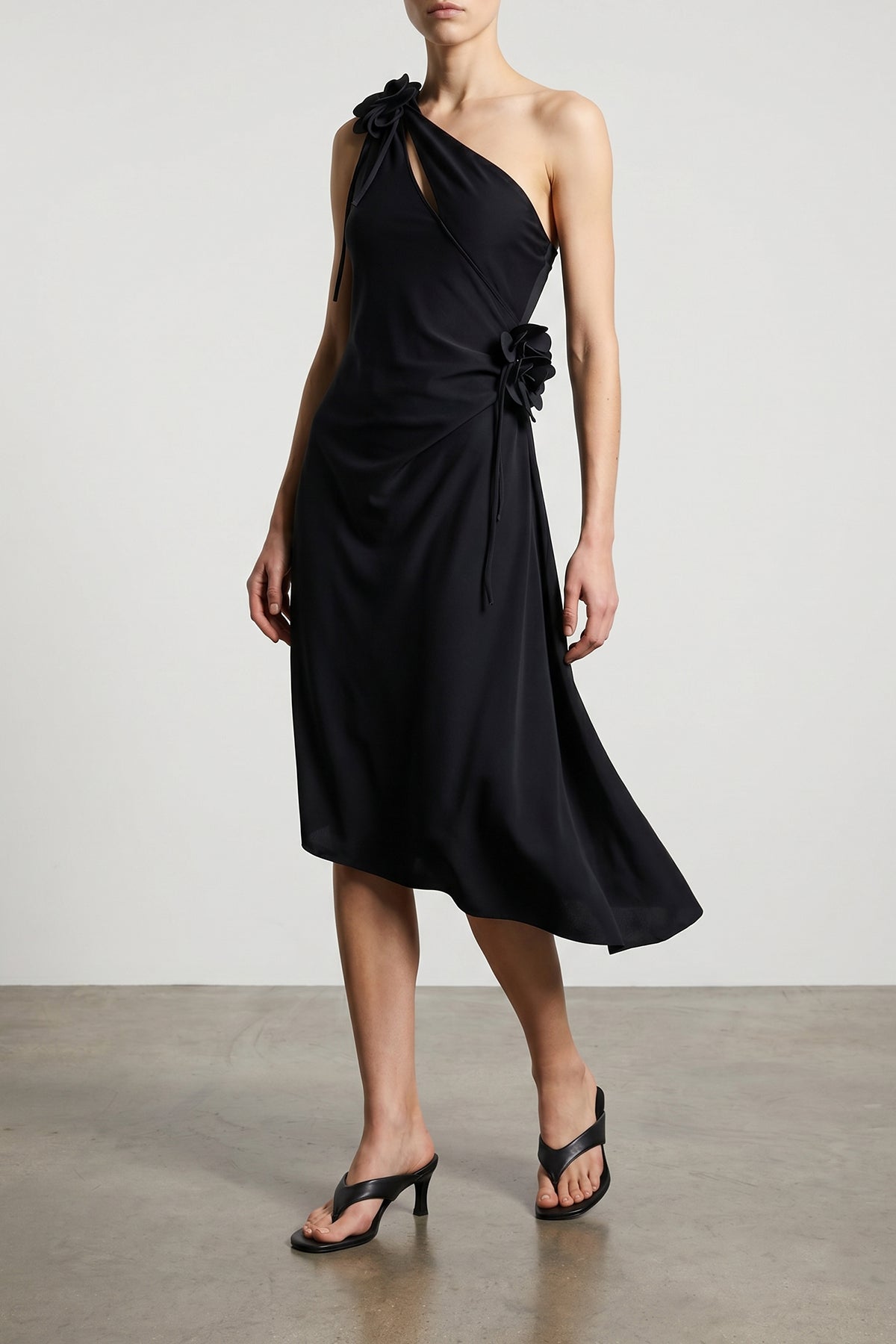 COPERNI S asymmetric mini flower midi dress in stretch technical jersey