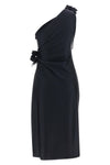 asymmetric mini flower midi dress in stretch technical jersey