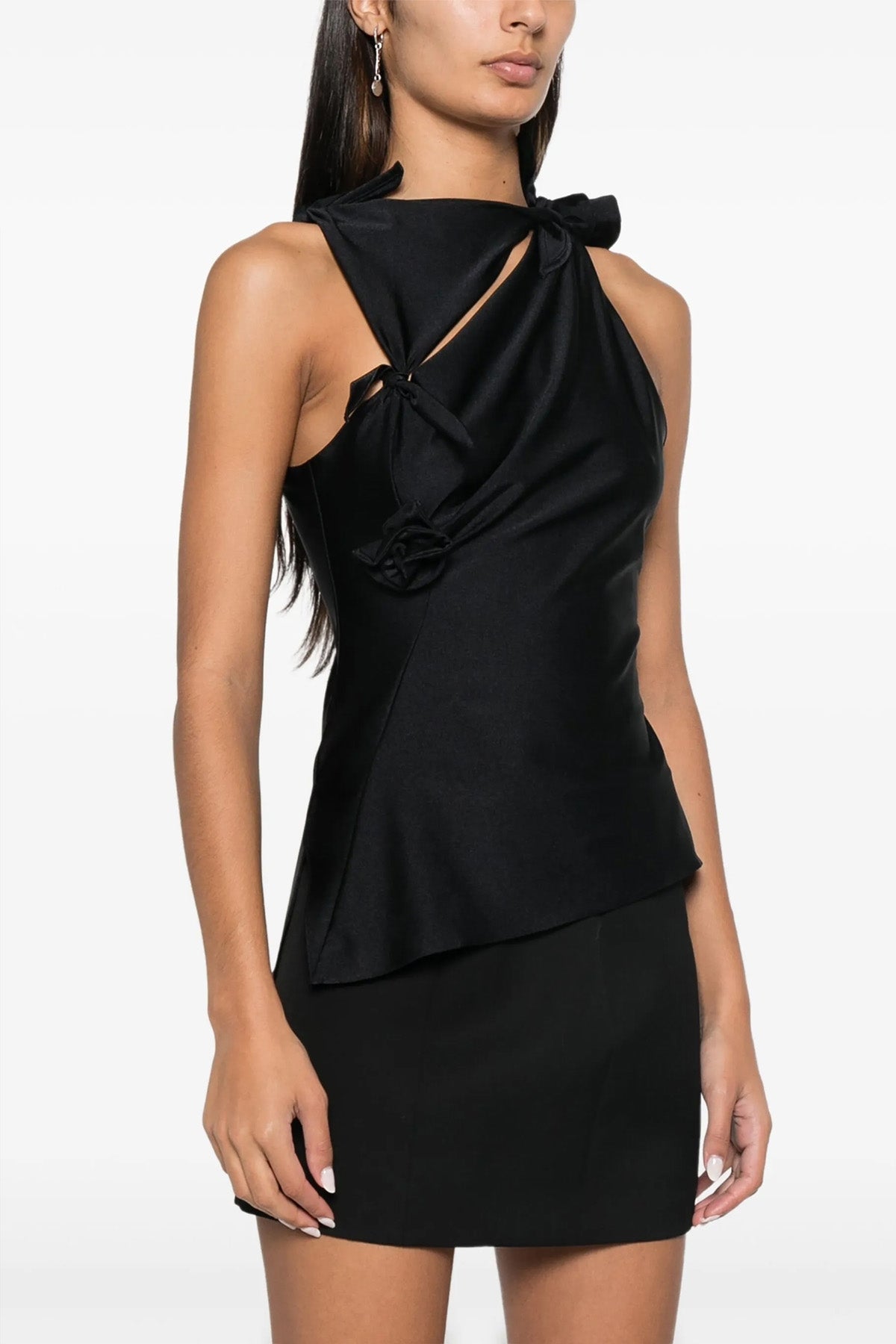 COPERNI M asymmetric flower sleeveless top in stretch fabric
