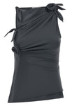 asymmetric flower sleeveless top in stretch fabric