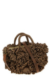 coral crocheted raffia handbag