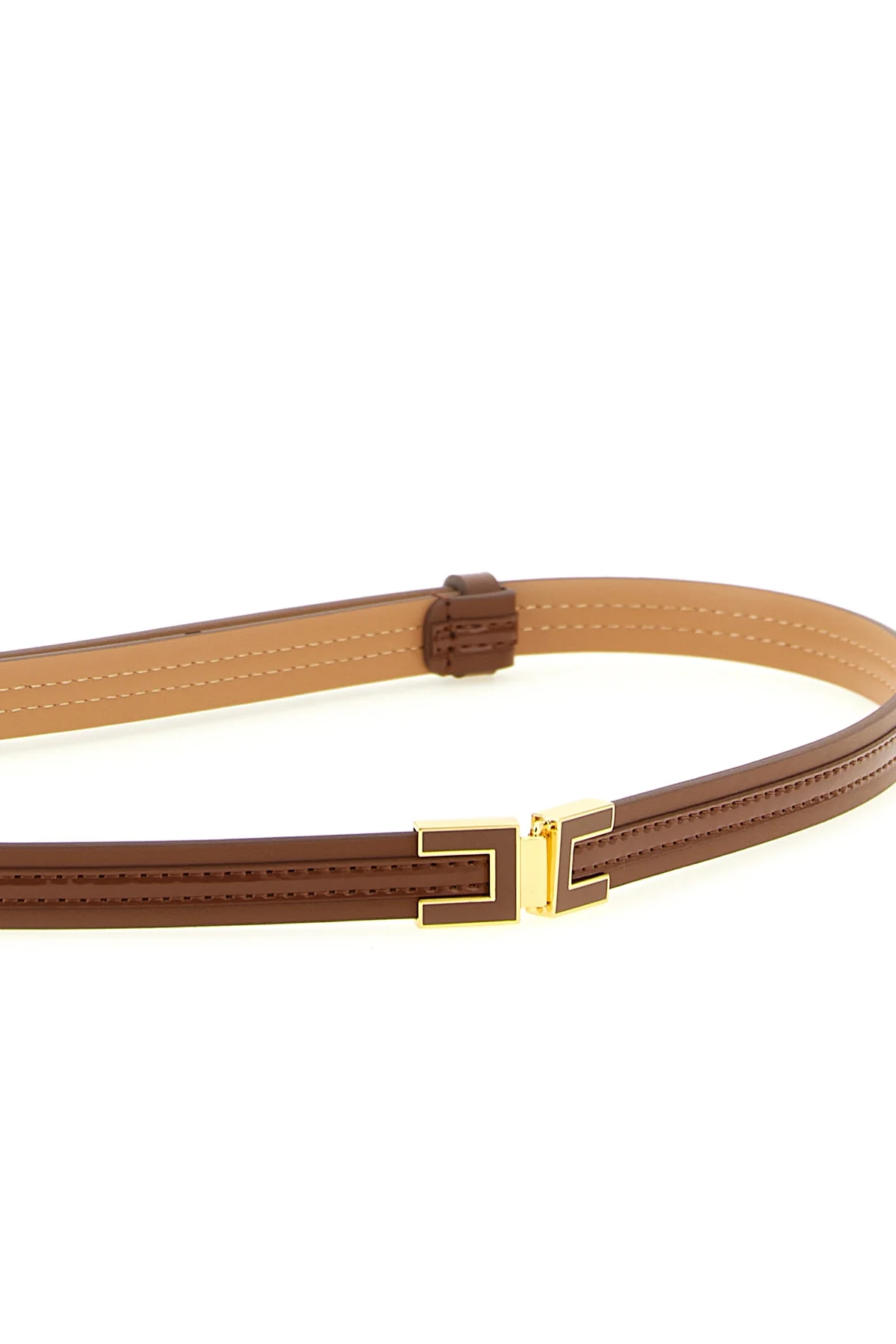 elisabetta franchi thin belt defines the silhouette through an essential and geo