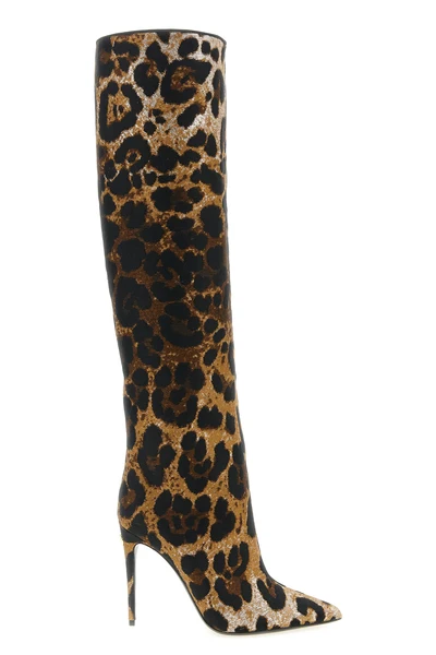 dolce gabbana high boots redefine animal aesthetics through precious jacquard