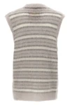 fuzzy wuzzy vest in striped mohair blend