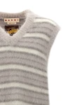 fuzzy wuzzy vest in striped mohair blend
