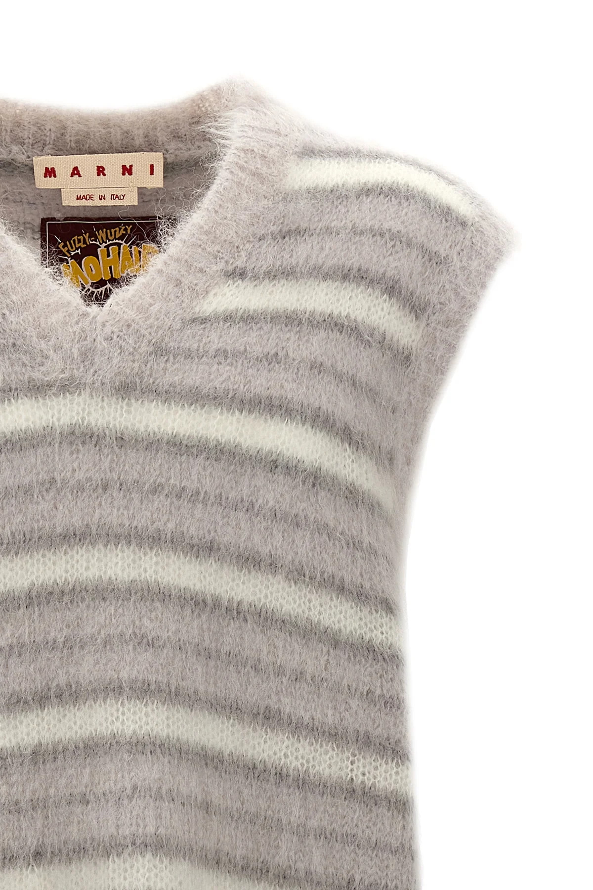fuzzy wuzzy vest in striped mohair blend