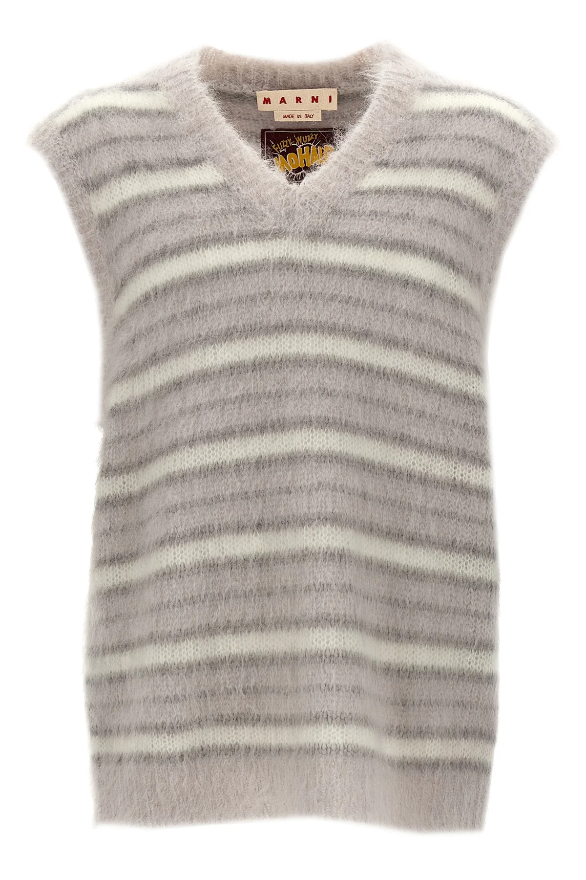 fuzzy wuzzy vest in striped mohair blend