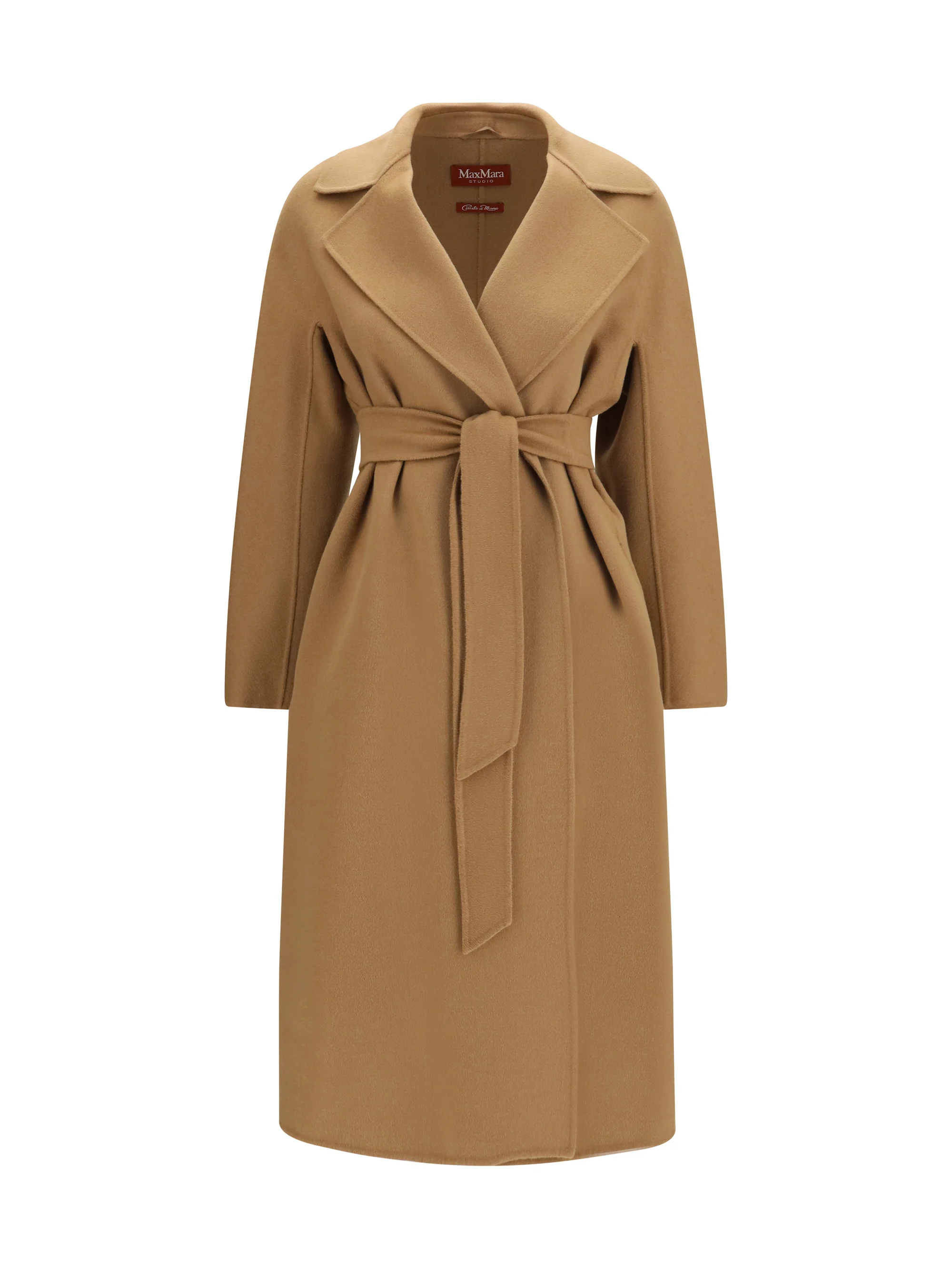long robe coat in wool, cashmere and silk