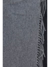 high-neck wool cape with concealed closure and fringes