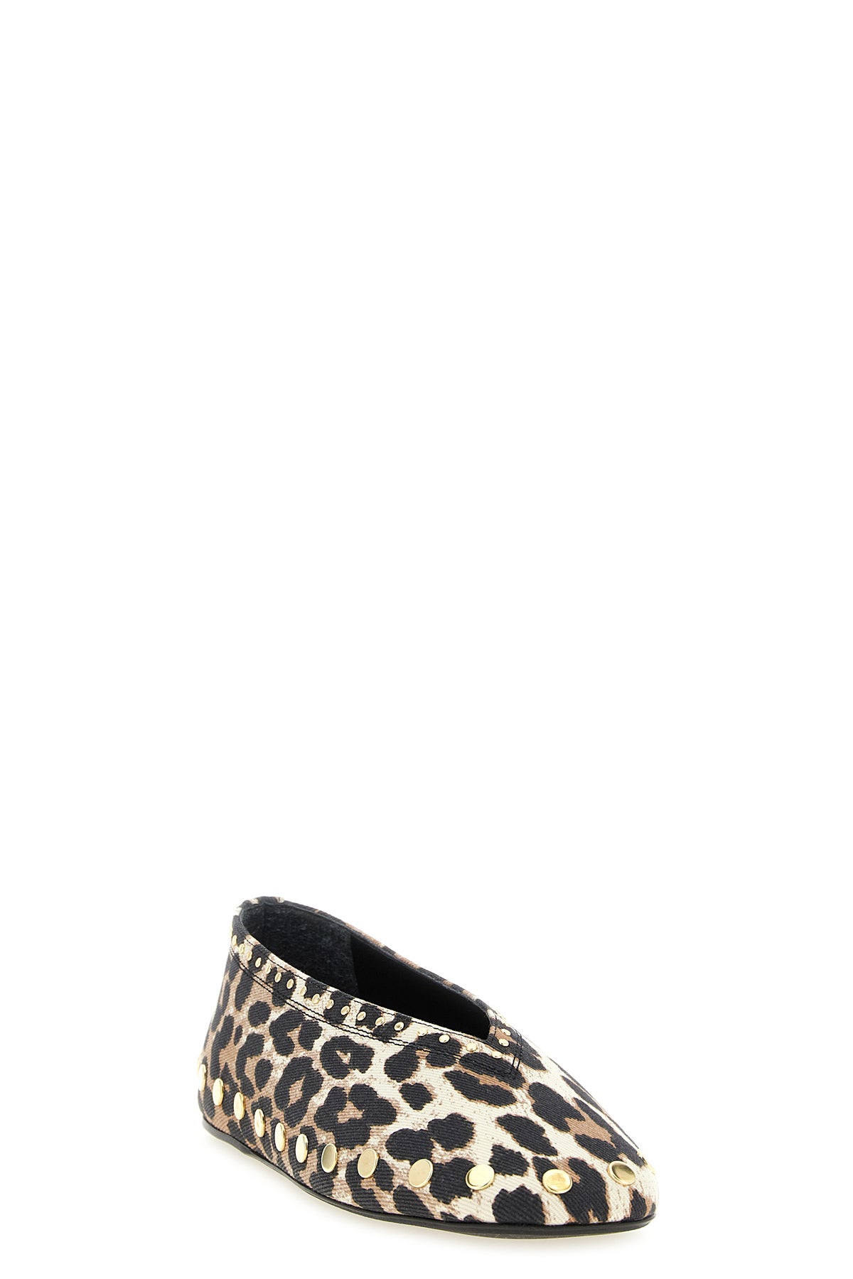 GANNI 36 jenny leopard-print cotton denim ballet flats