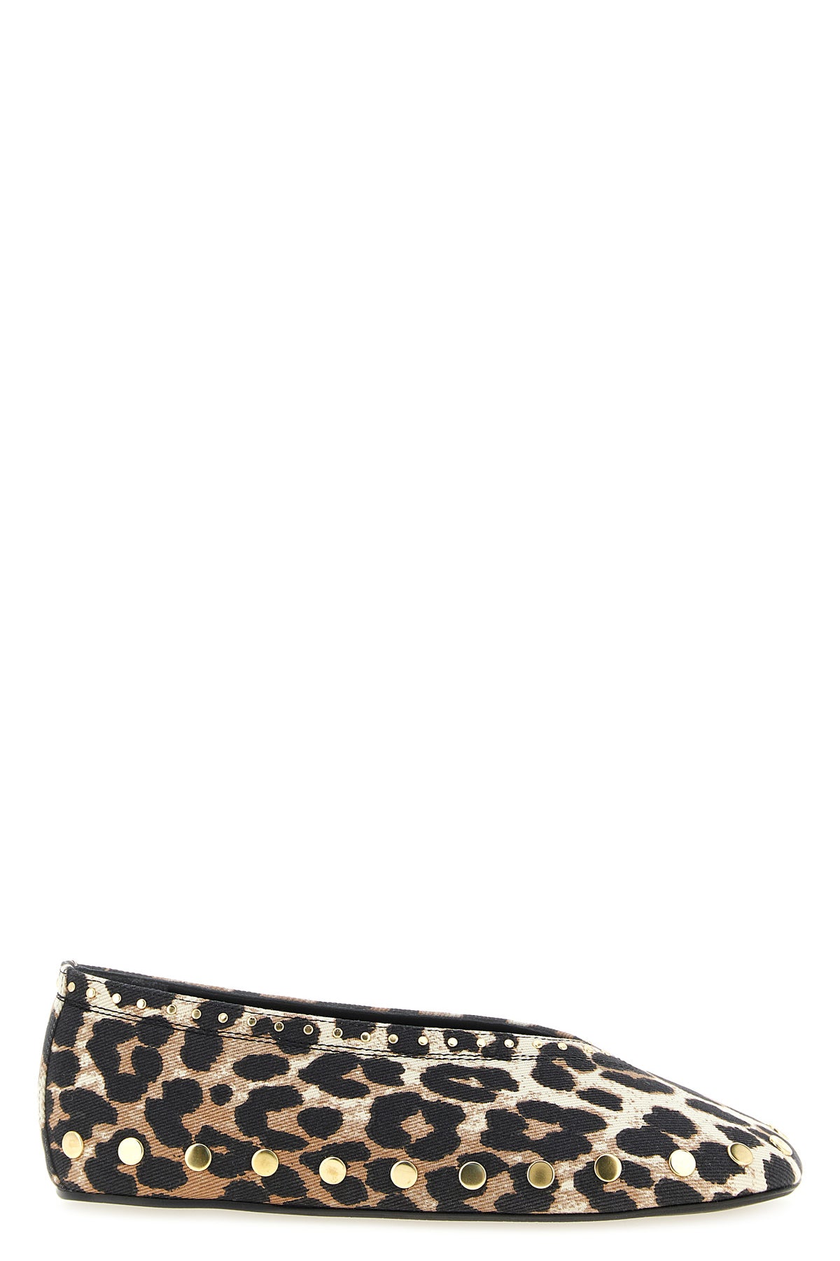 GANNI 36 jenny leopard-print cotton denim ballet flats