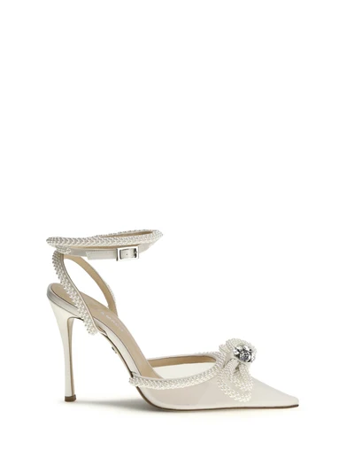 double bow satin pumps