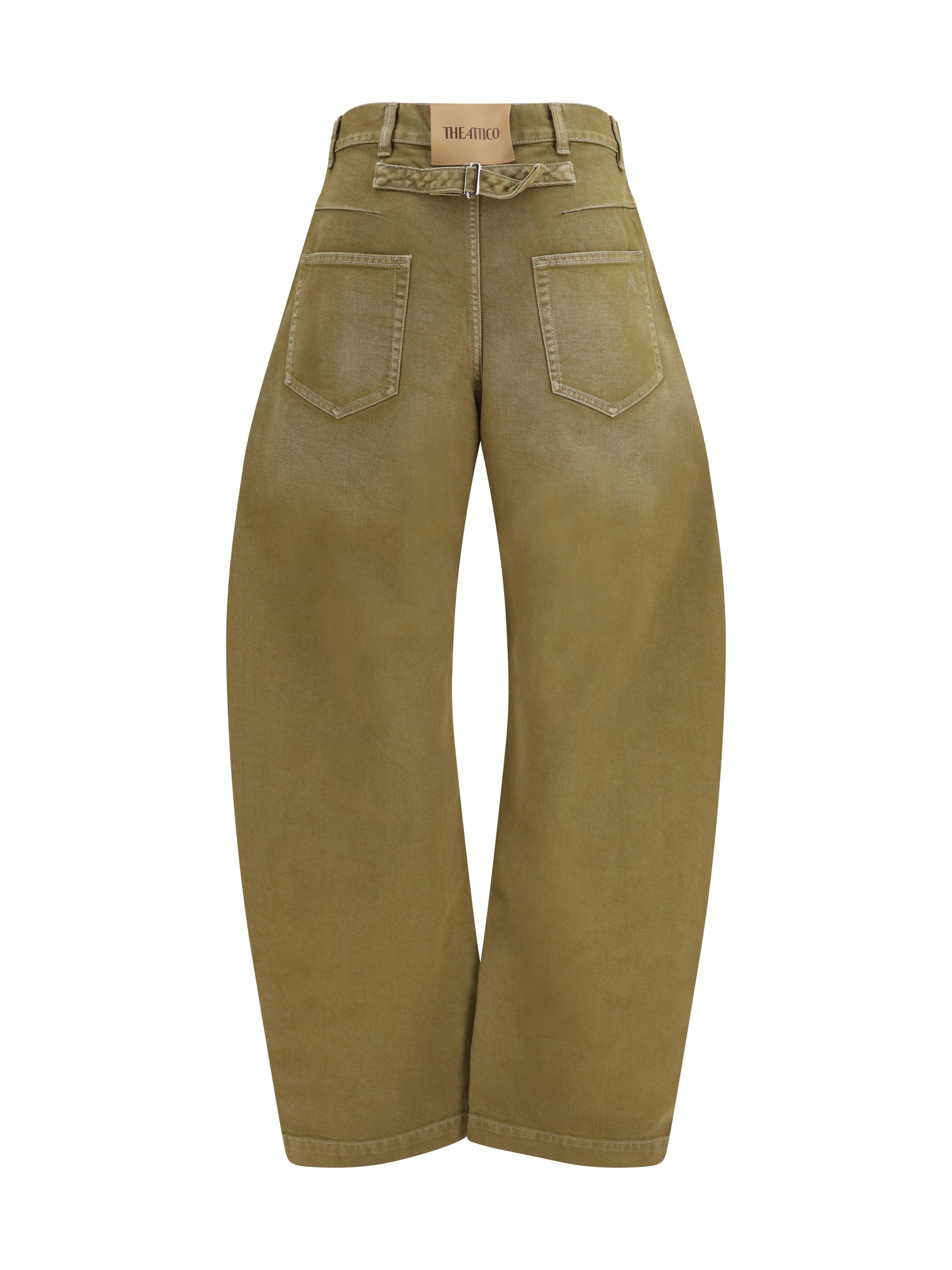 wide-leg jeans with back belt