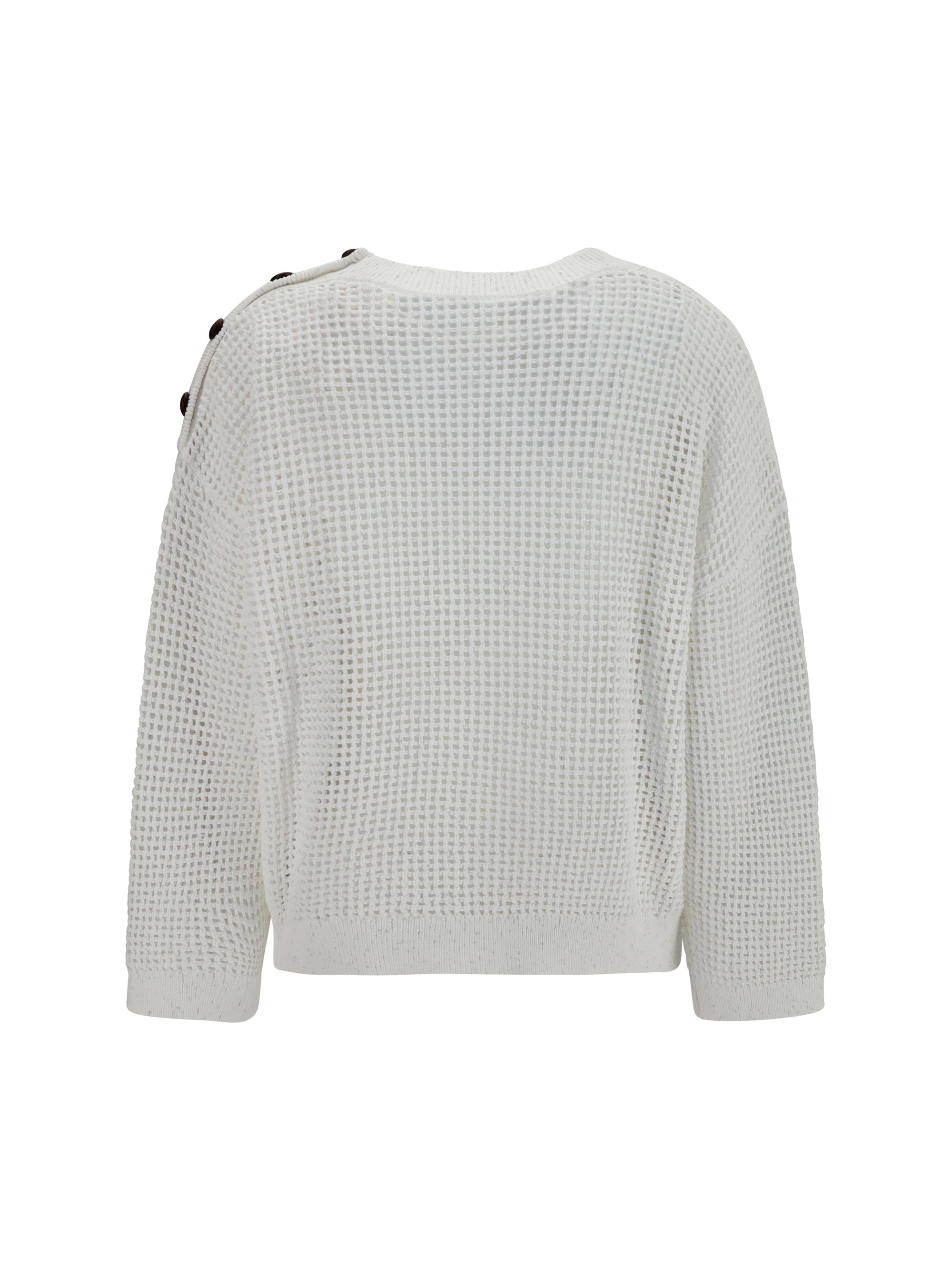 BRUNELLO CUCINELLI M openwork sweater with shoulder buttons