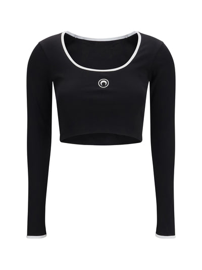 moon logo bicolor jersey roundneck t-shirt
