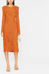 wool-blend macramé lace shift dress