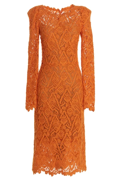 wool-blend macramé lace shift dress