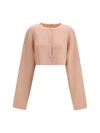 cropped crewneck cardigan with button fastening