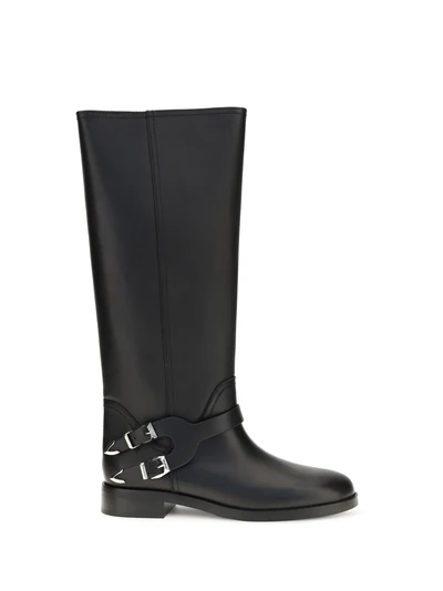 leather boots with buckle
