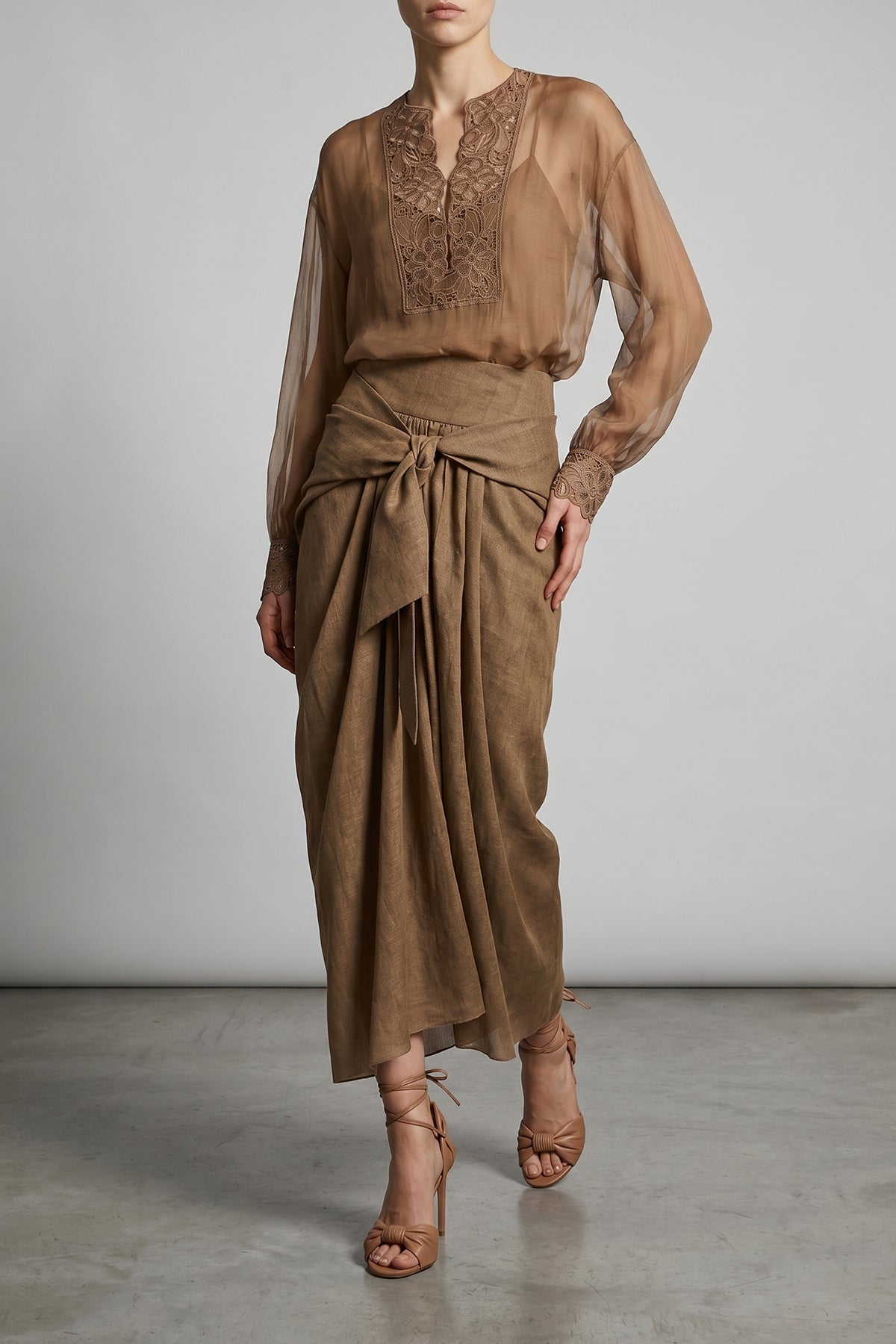 semi-transparent pure silk blouse
