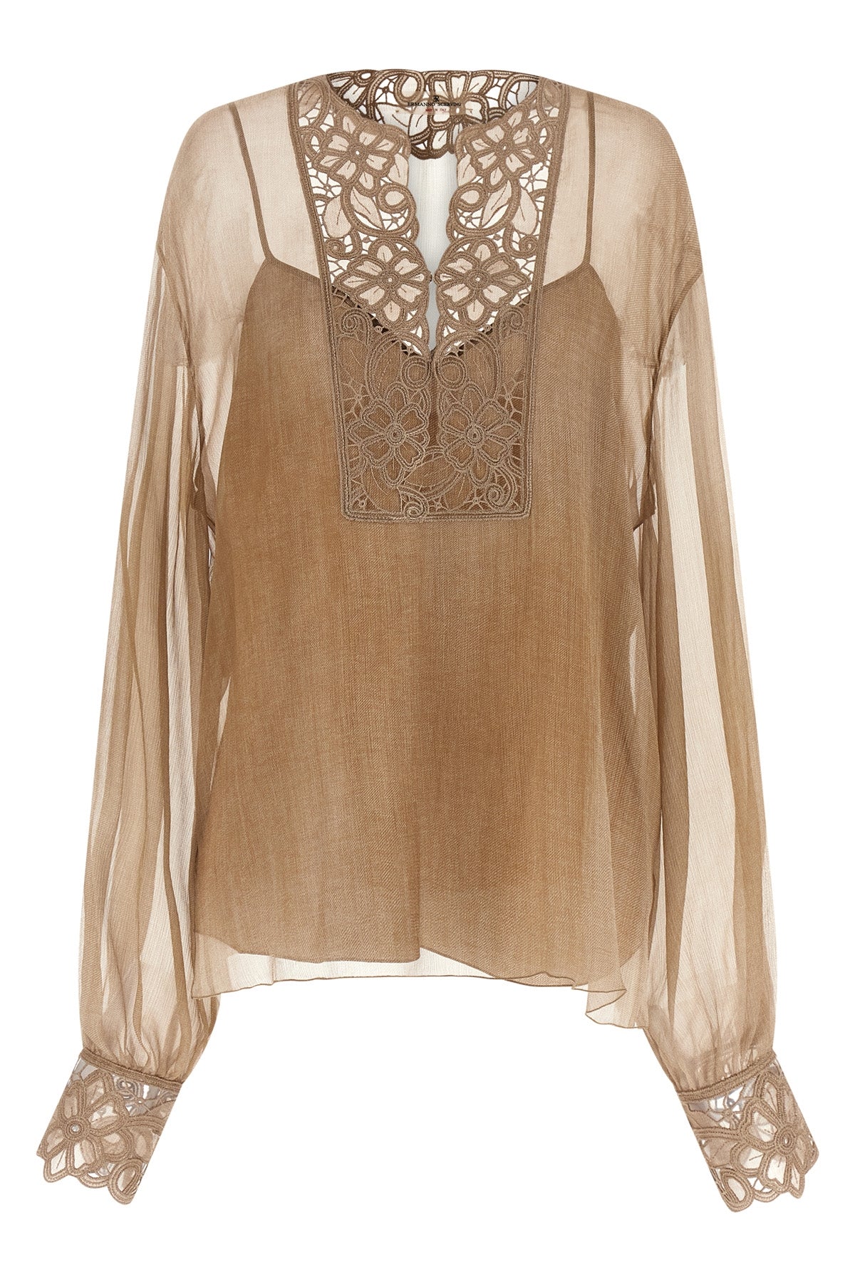 ERMANNO SCERVINO 40 semi-transparent pure silk blouse