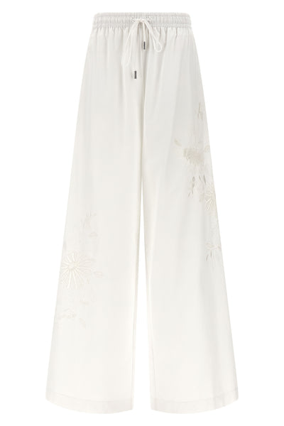 stretch silk trousers