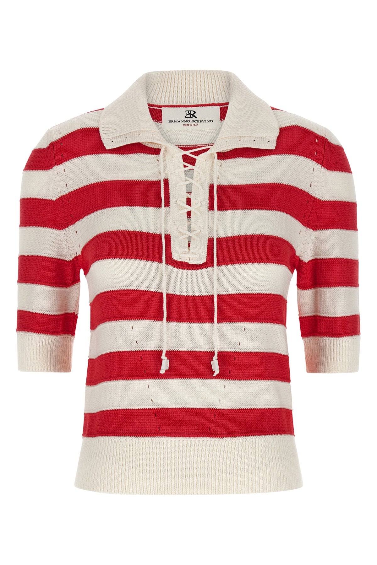 ERMANNO SCERVINO 40 crochet cotton blend polo shirt