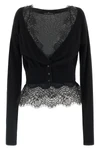 the ermanno scervino cardigan in pure black cashmere stands out for a sartorial